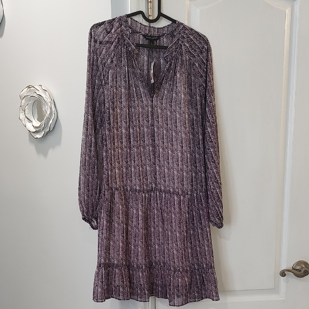 NWT Banana Republic Textured Purple Long Sleeve Dress